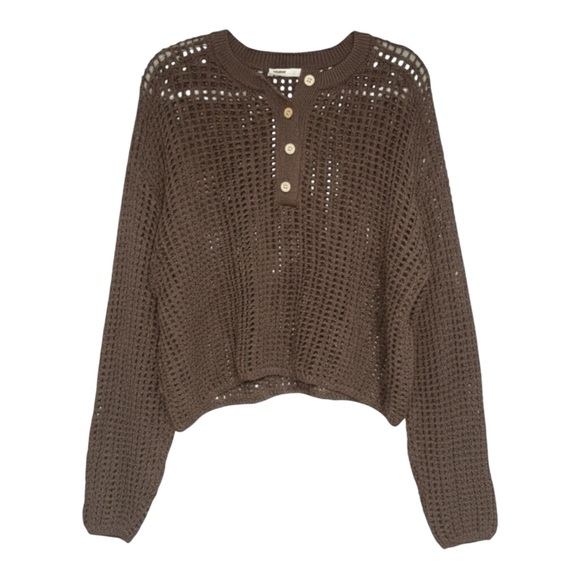 Pull&Bear Sweaters - Pull&Bear Dark Brown Crochet Sweater